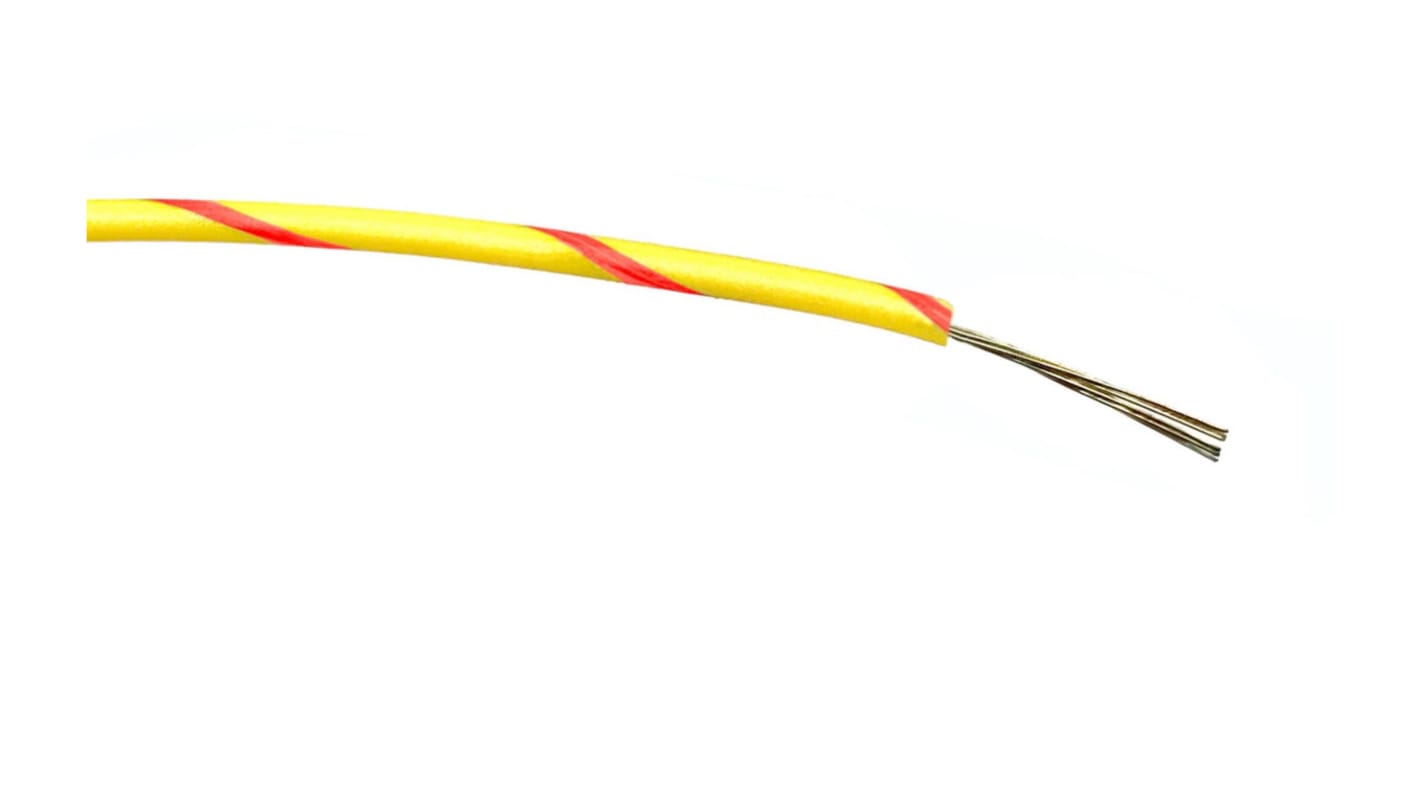 RS PRO Red/Yellow 0.2 mm² Hook Up Wire, 24 AWG, 7/0.2 mm, 100m, PVC Insulation