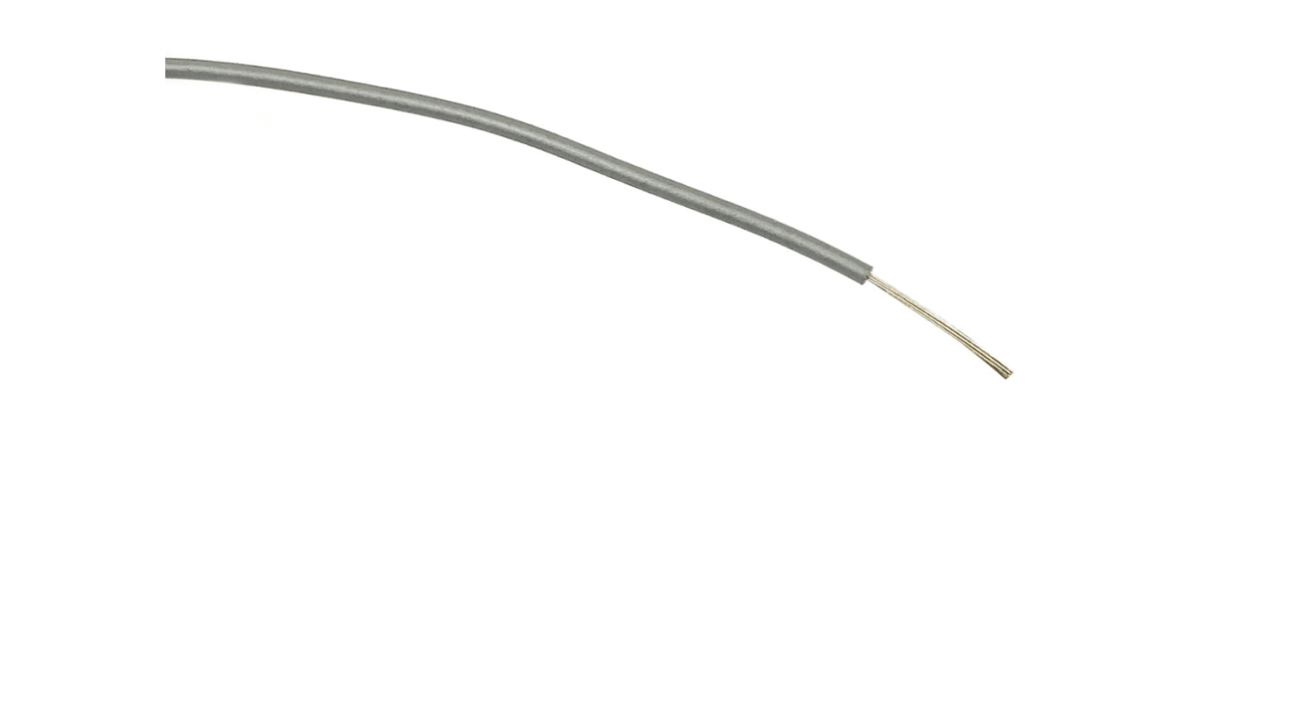 RS PRO Grey 0.5 mm² Hook Up Wire, 20 AWG, 16/0.2 mm, 100m, PVC Insulation