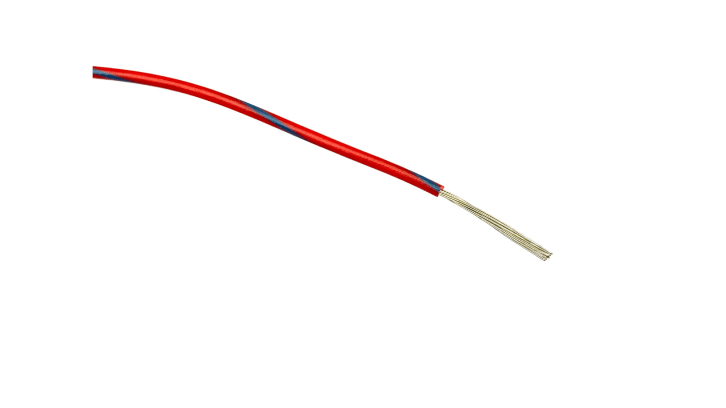 RS PRO Blue/Red 0.5 mm² Hook Up Wire, 20 AWG, 16/0.2 mm, 100m, PVC Insulation