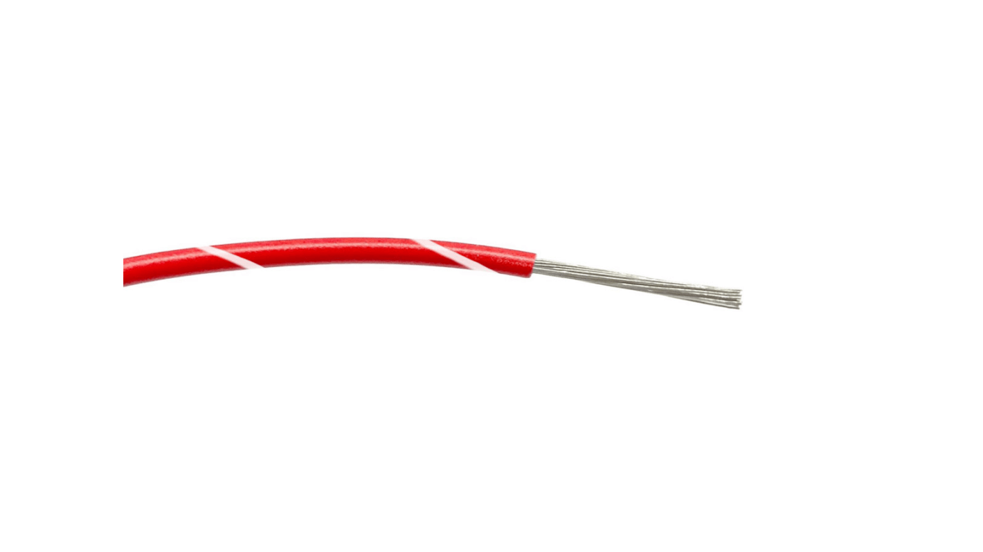 RS PRO Red/White 0.5 mm² Hook Up Wire, 20 AWG, 16/0.2 mm, 100m, PVC Insulation