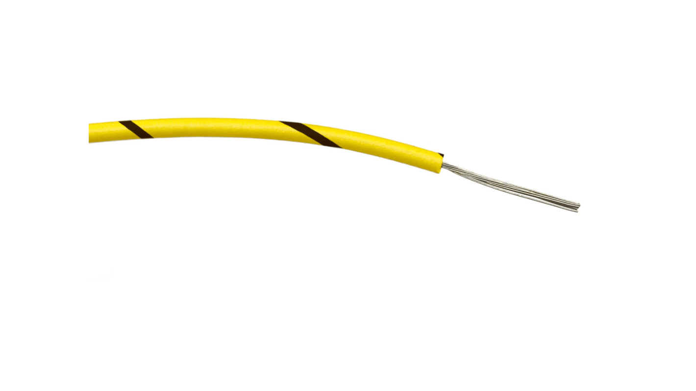 RS PRO Black/Yellow 0.5 mm² Hook Up Wire, 20 AWG, 16/0.2 mm, 100m, PVC Insulation