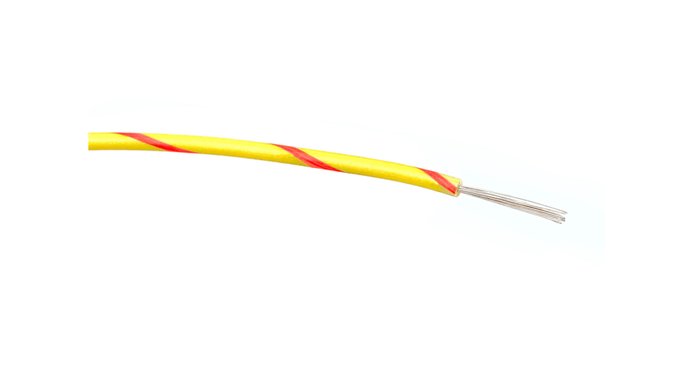 RS PRO Einzeladerleitung 0,5 mm², 20 AWG 100m Rot/Gelb PVC isoliert Ø 1.65mm 16/0,2 mm Litzen