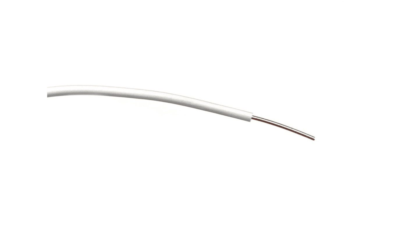 RS PRO White 0.26 mm² Hook Up Wire, 23 AWG, 1/0.6 mm, 100m, PVC Insulation