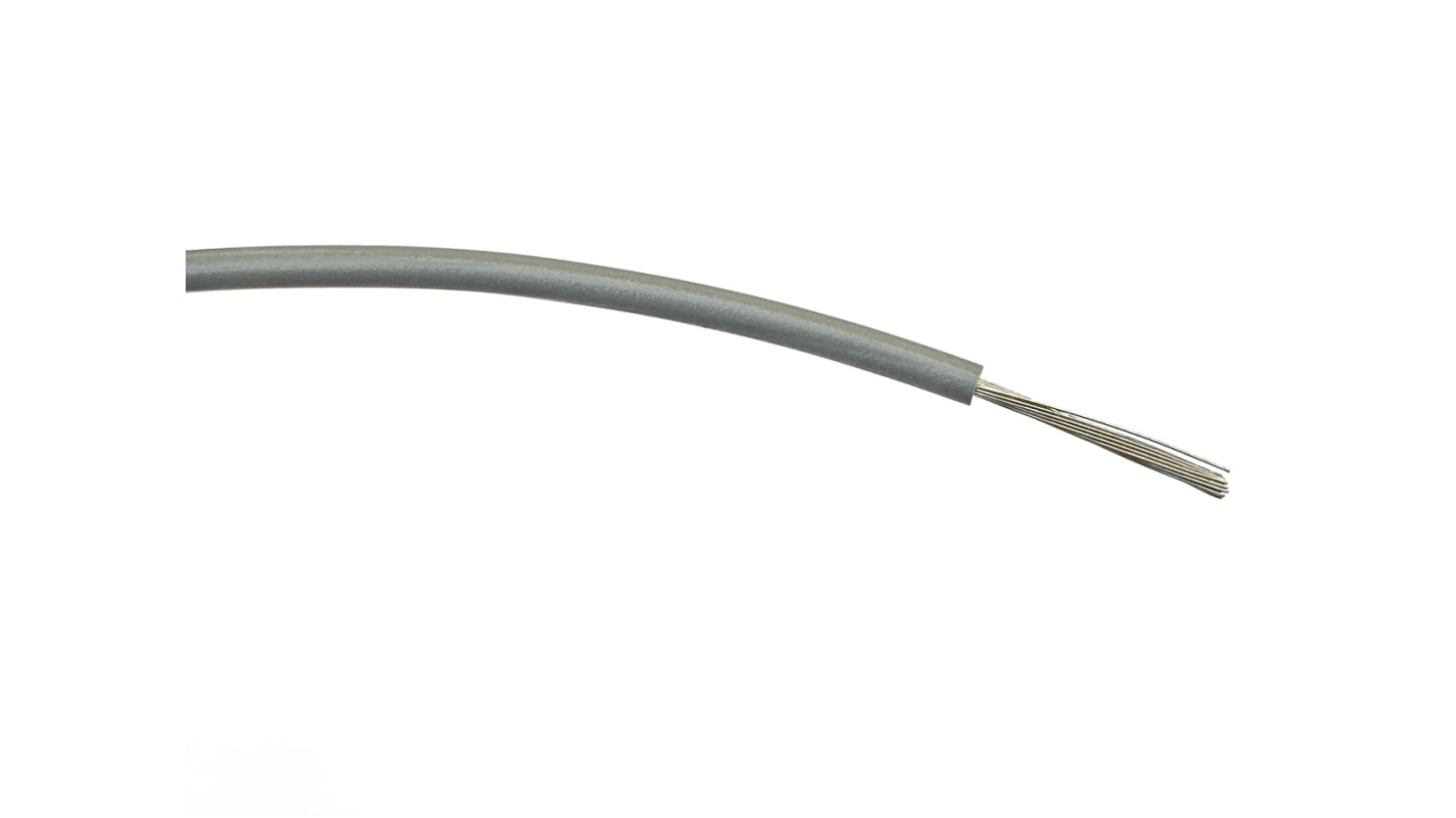 RS PRO Grey 0.75 mm² Hook Up Wire, 18 AWG, 24/0.2 mm, 100m, PVC Insulation