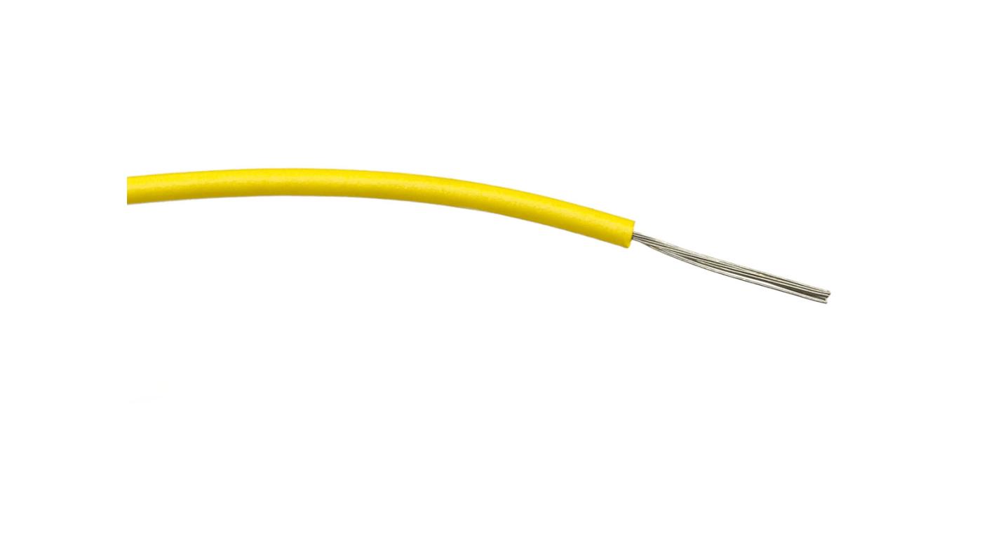 RS PRO Einzeladerleitung 0,75 mm², 18 AWG 100m Gelb PVC isoliert Ø 2.3mm 24 / 0,2 mm Litzen