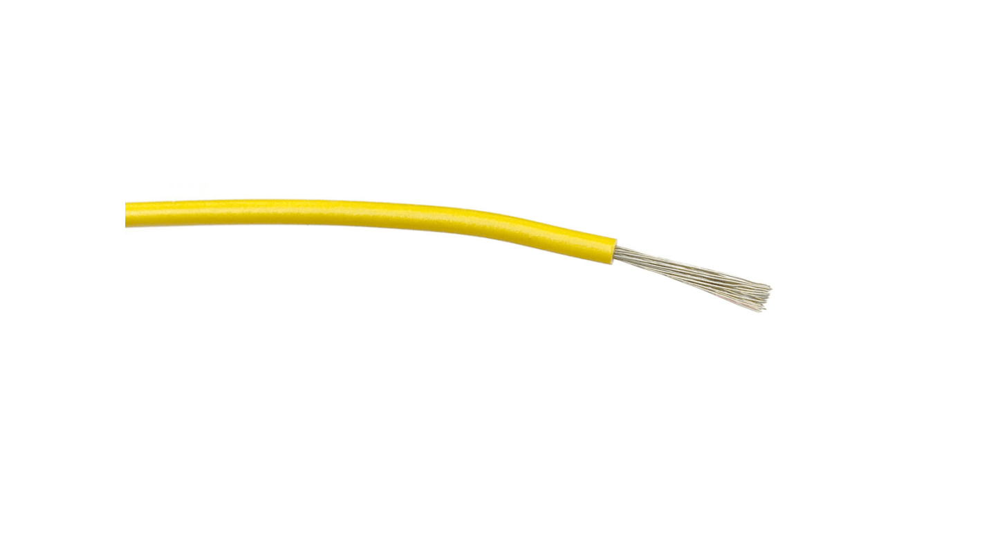 Cable de conexión RS PRO, área transversal 1mm2 Núcleo simple Filamentos del Núcleo 32/0,2 mm Amarillo, 1,5 kV ac,