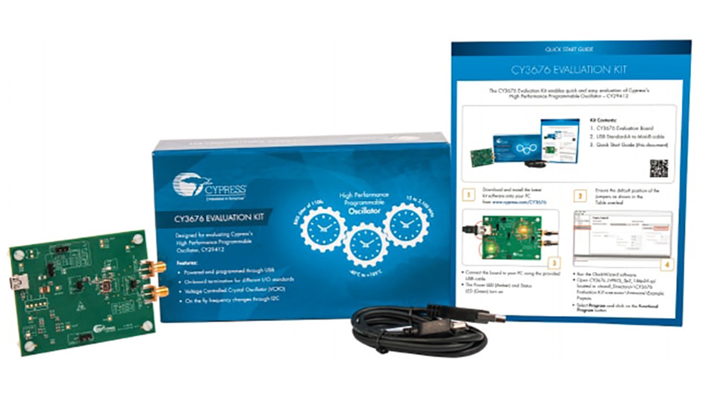 Cypress Semiconductor Interface-udviklingssæt, Evaluation Kit, Evalueringssæt, til brug med Evaluer den højtydende,