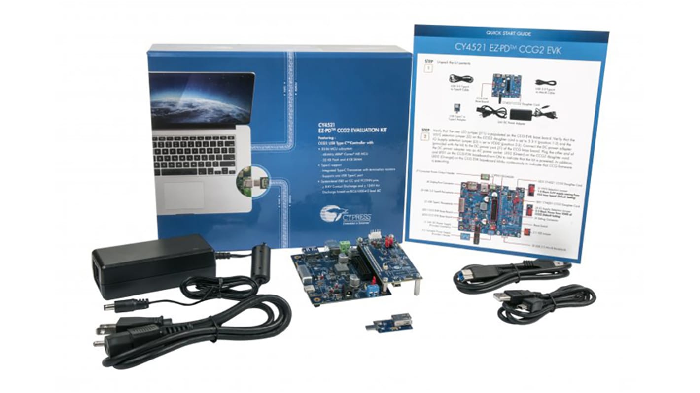 Infineon Evaluation Kit CCG2 Evaluation Kit for Downstream Facing Port (DFP) and Dual Role Port (DRP) Applications