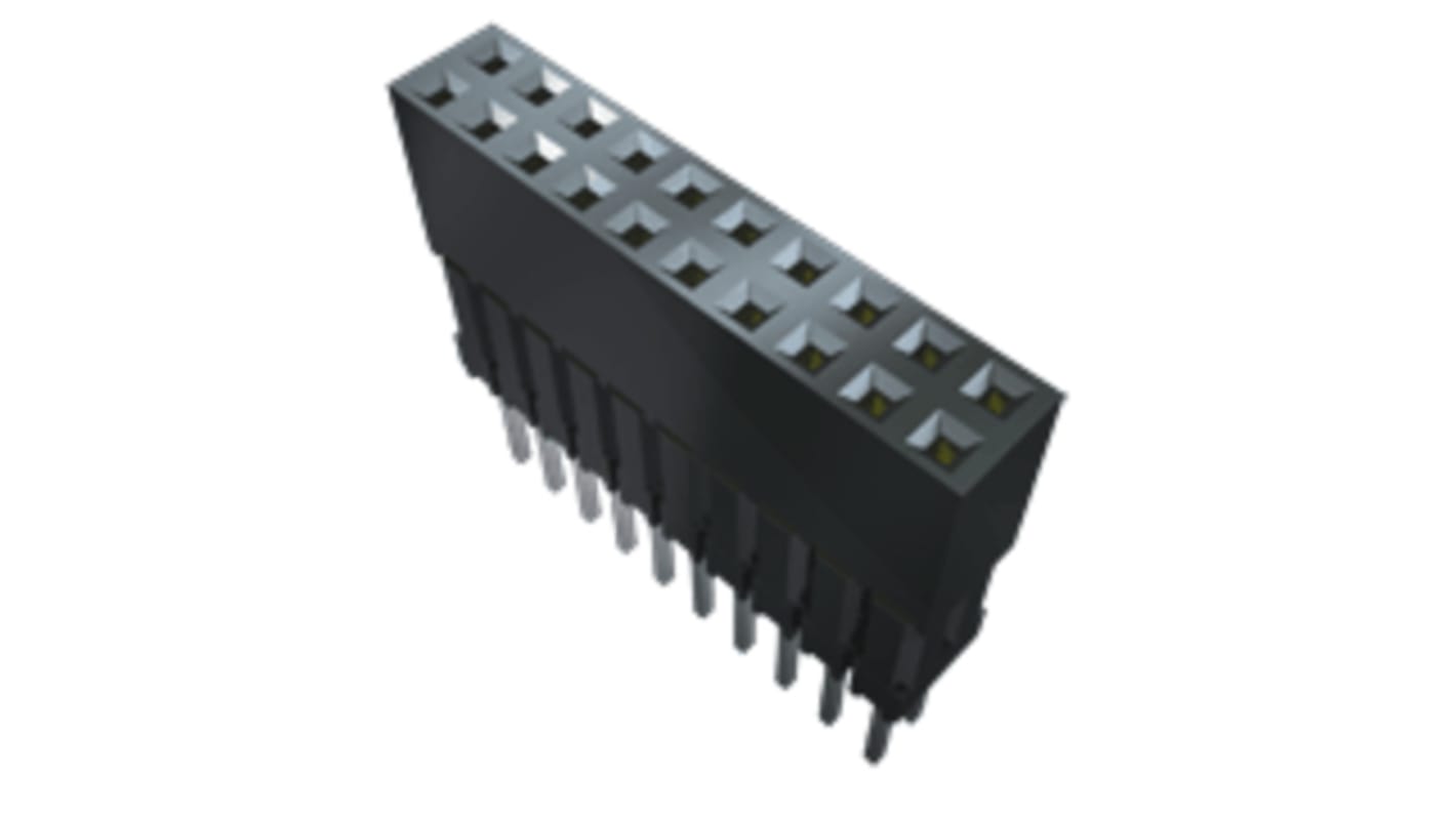 Samtec ESQ Series Straight Through Hole Mount PCB Socket, 10-Contact, 1-Row, 2.54mm Pitch, Solder Termination