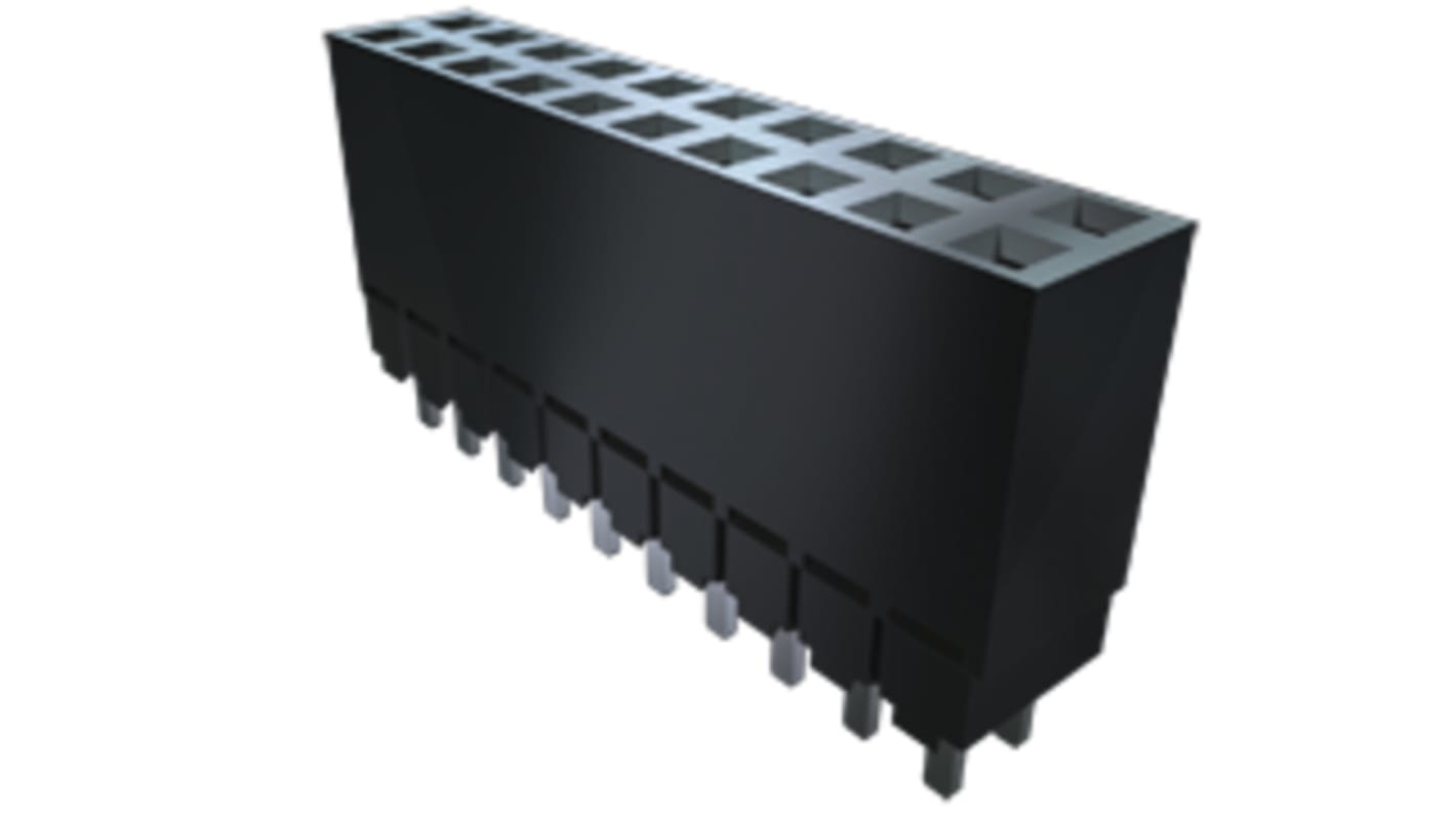 Samtec ESW Series Straight Through Hole Mount PCB Socket, 8-Contact, 2-Row, 2.54mm Pitch, Solder Termination