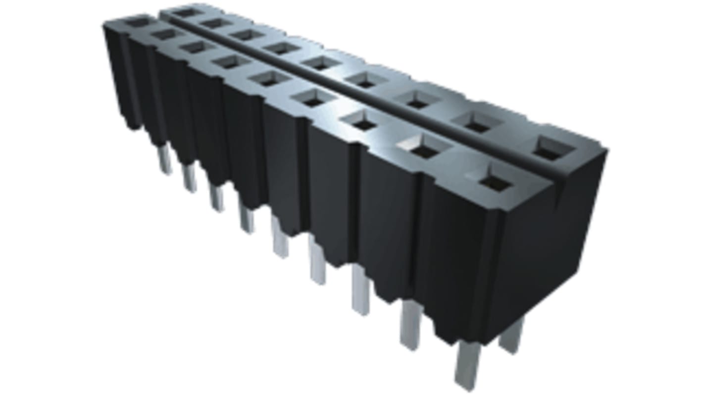 Samtec CES Series Straight Through Hole Mount PCB Socket, 2-Contact, 1-Row, 2.54mm Pitch, Solder Termination