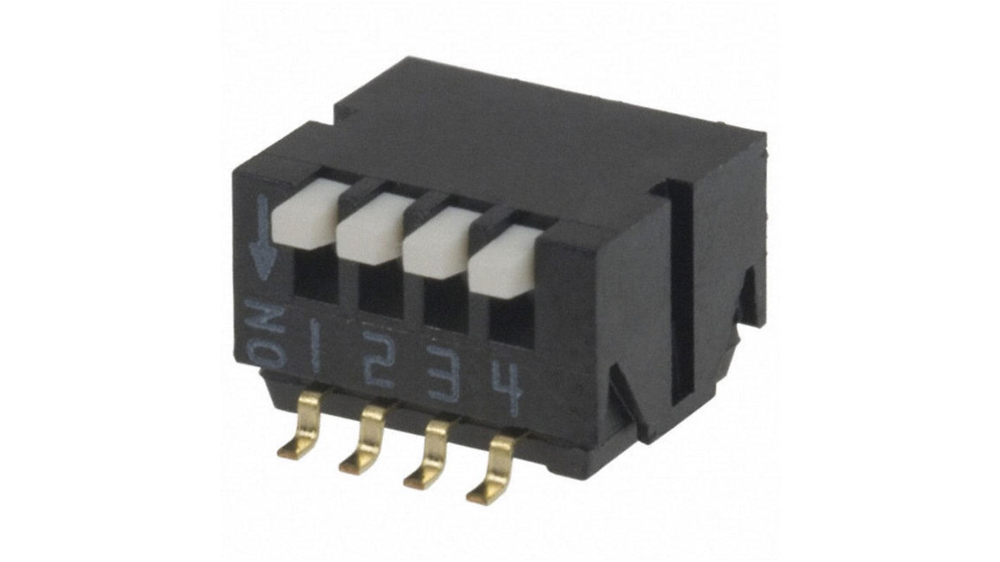 Nidec Components 4 Way Surface Mount Piano Dip Switch SPST, Piano Actuator