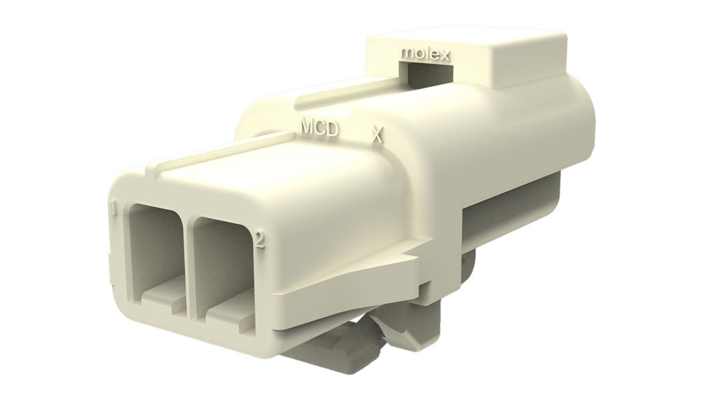 Molex 2-pol. Crimpterminalhus, Nylon, , Ufarvet