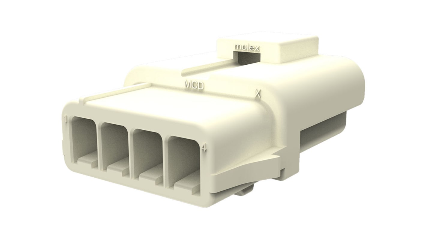 Molex 4-pol. Crimpterminalhus, Nylon, , Ufarvet