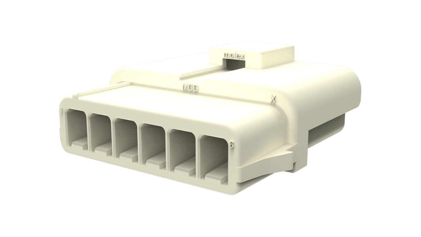 Molex 6-pol. Crimpterminalhus, Nylon, , Ufarvet