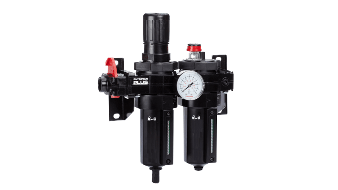 Norgren G 1/4 FRL, Automatic Drain, 40μm Filtration Size - With Pressure Gauge