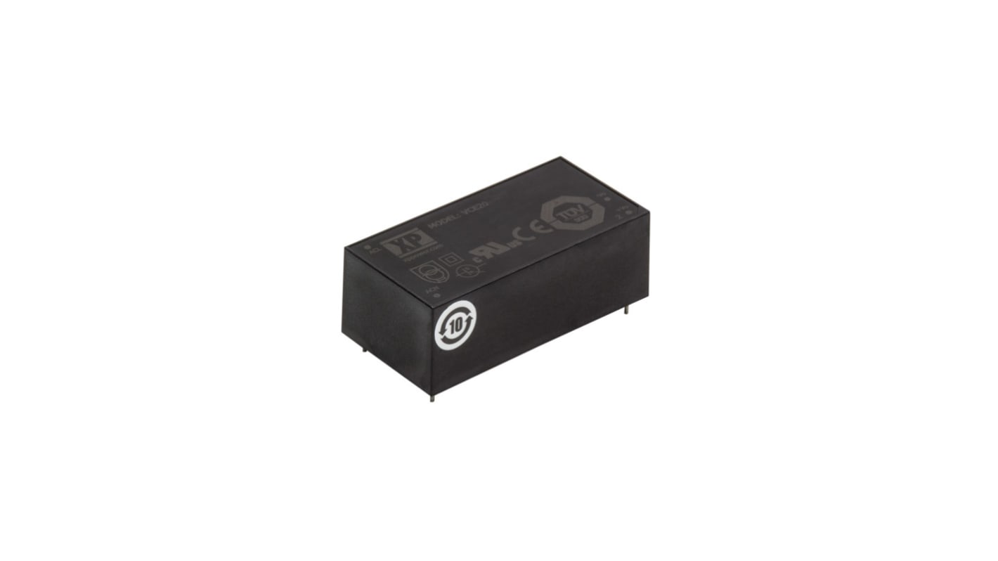 XP Power Switching Power Supply, VCE20US15, 15V dc, 1.33A, 20W, 1 Output, 85 → 305V ac Input Voltage