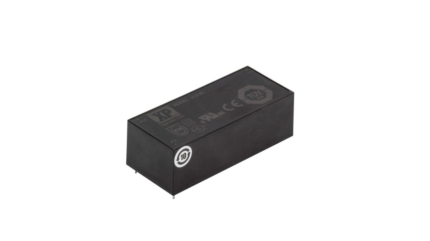 XP Power Switching Power Supply, VCE40US09, 9V dc, 4.44A, 40W, 1 Output, 85 → 305V ac Input Voltage