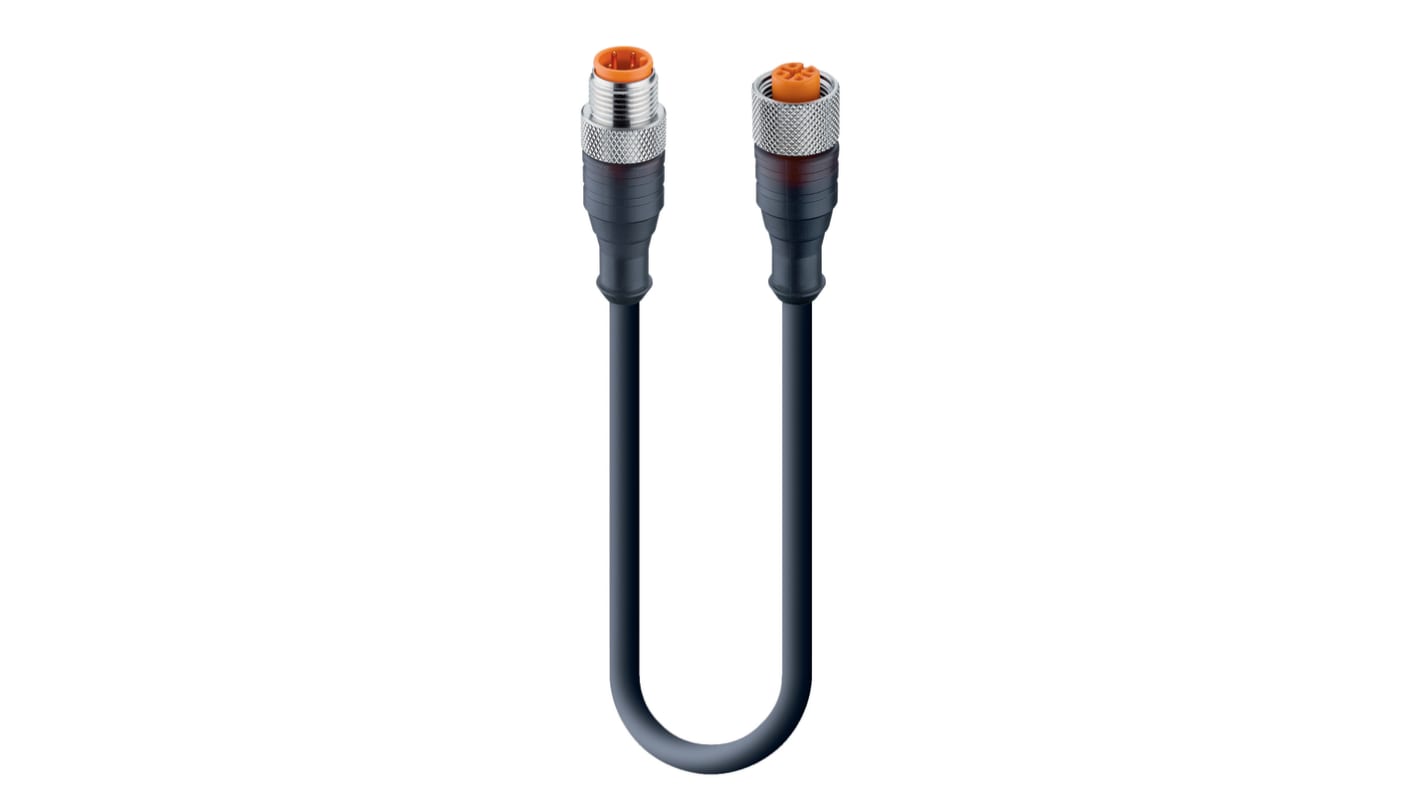 Cable de conexión Lumberg Automation, con. A M12 Macho, 4 polos, con. B M12 Hembra, 4 polos, cod.: A, long. 1m, 250 V,