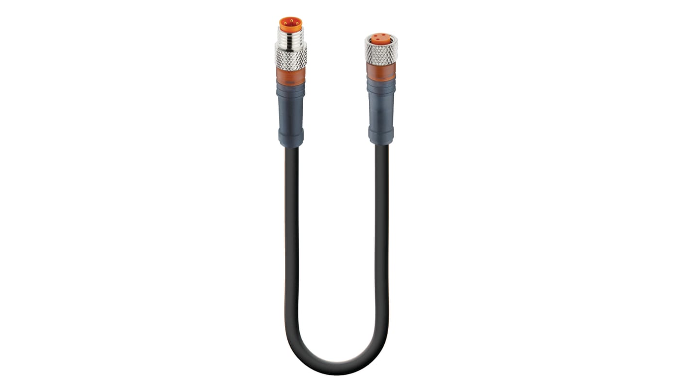 Cable de conexión Lumberg Automation, con. A M8 Macho, 3 polos, con. B M8 Hembra, 3 polos, cod.: A, long. 5m, 60 V, 4