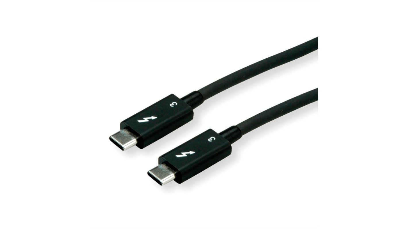Cable USB Roline, con A. Thunderbolt 3 Macho, con B. Thunderbolt 3 Hembra, long. 500mm, color Negro