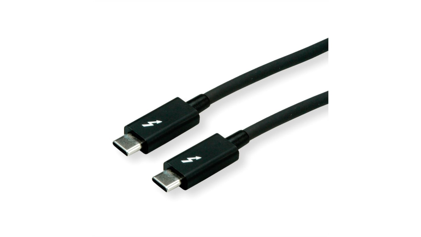 Cable USB Roline, con A. Thunderbolt 3 Macho, con B. Thunderbolt 3 Macho, long. 2m, color Negro