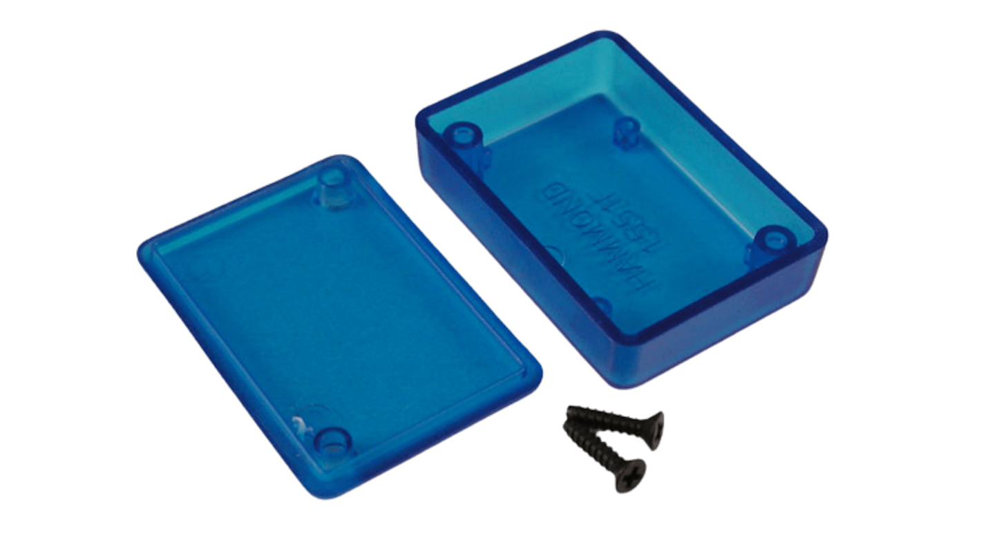 Hammond 1551 Series Translucent Blue ABS Enclosure, IP54, Flanged, Translucent Blue Lid, 50 x 35 x 15mm