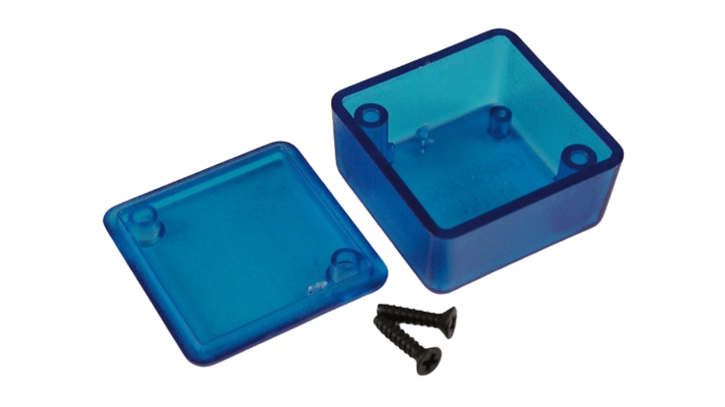 Hammond 1551 Series Translucent Blue ABS Enclosure, IP54, Flanged, Translucent Blue Lid, 35 x 35 x 20mm