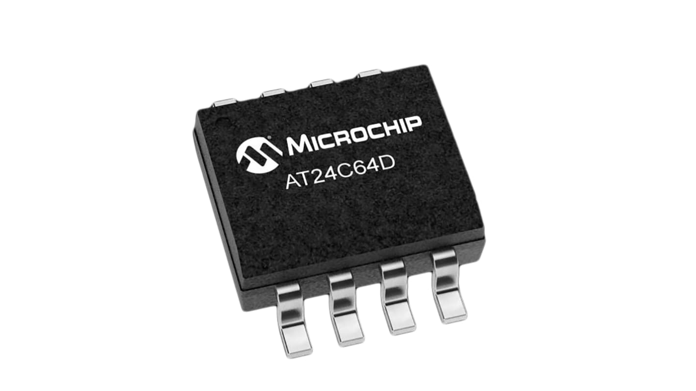 Microchip AT24C64D-SSHM-T, 64kbit EEPROM Memory Chip, 550ns 8-Pin SOIC-8 Serial-2 Wire, Serial-I2C