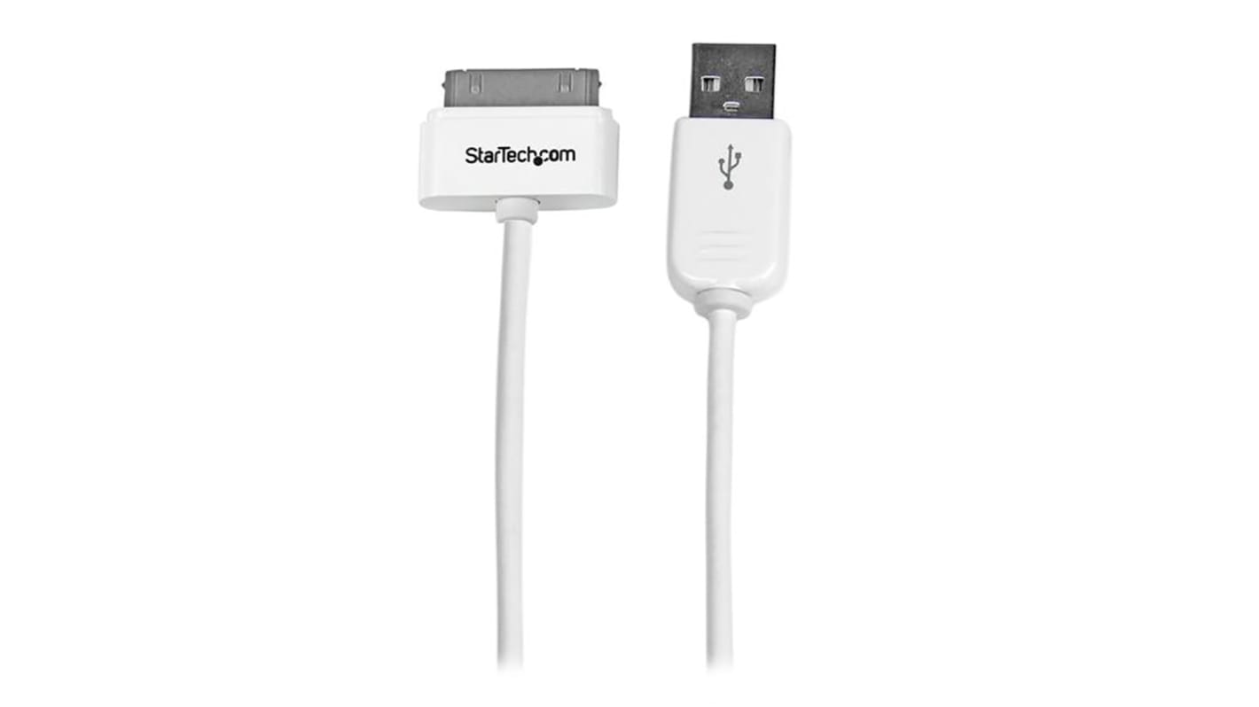 StarTech.com USB-kábel, USB A - Apple dokk, Fehér, 1m