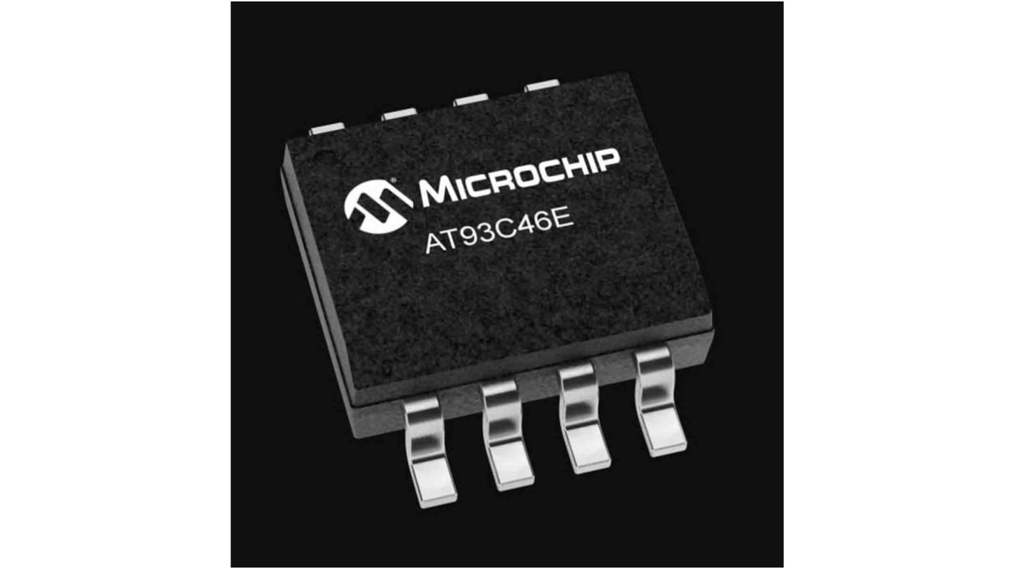 Chip de memoria EEPROM AT93C46EN-SH-B Microchip, 1kbit, 64 x, 16bit, Serie microcable, 1000ns, 8 pines SOIC-8