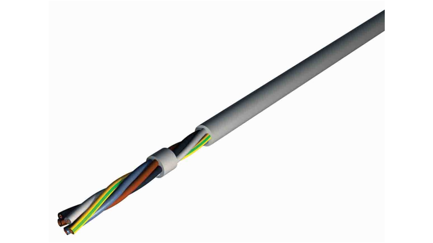 RS PRO 2 Core Power Cable, 1 mm², 50m, Grey PVC Sheath, H05VVF, 8 A, 300/500 V