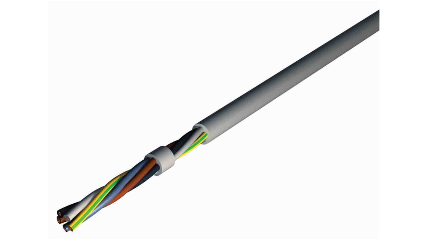 RS PRO Netzkabel, 3-adrig Typ H05VVF Grau x 1,5 mm² /Ø 7.4 →9.4mm 10 A,  50m, 300/500 V, PVC