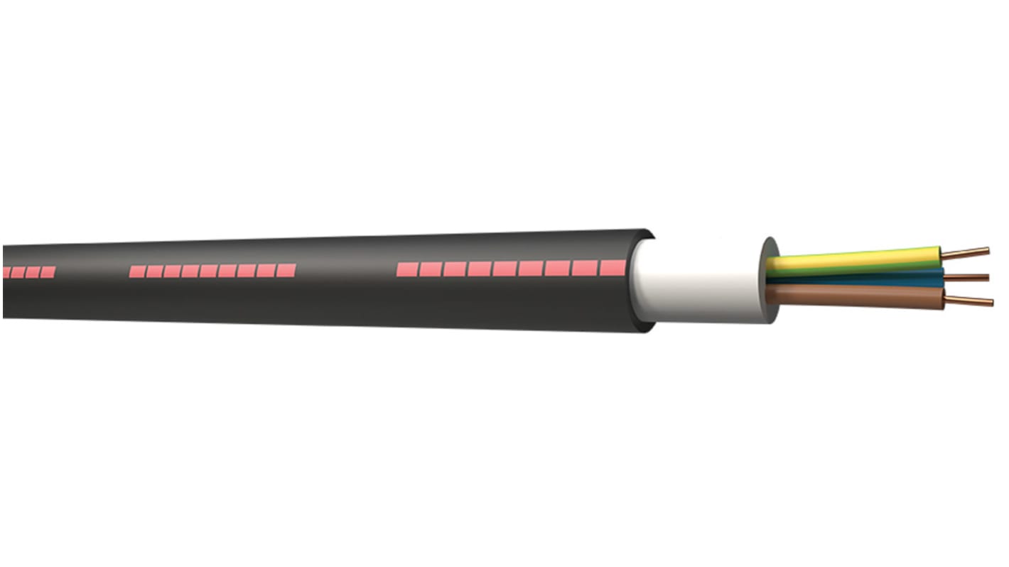Cable de alimentación U-1000 RO2V RS PRO de 4 núcleos, 2,5 mm², Ø ext. 11.4mm, long. 100m, 0,6/1 kV / 16 A, funda de