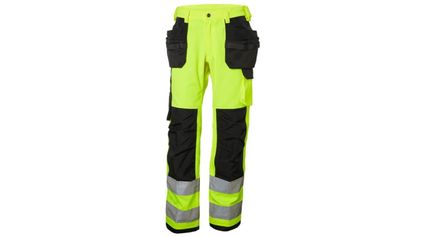 Pantalones alta visibilidad Helly Hansen, talla 30plg, de color Negro/verde/blanco/amarillo