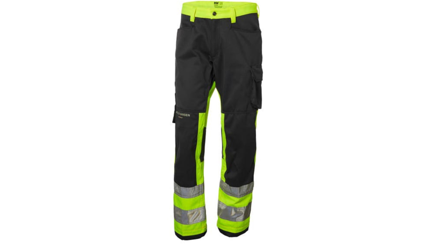 Helly Hansen Alna Warnschutz-Arbeitshose, Überziehhose Schwarz/Grün/Weiß/Gelb, Größe 30Zoll