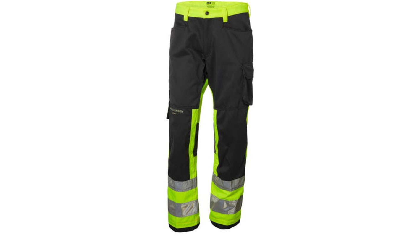 Pantalones alta visibilidad Helly Hansen, talla 34plg, de color Negro/verde/blanco/amarillo