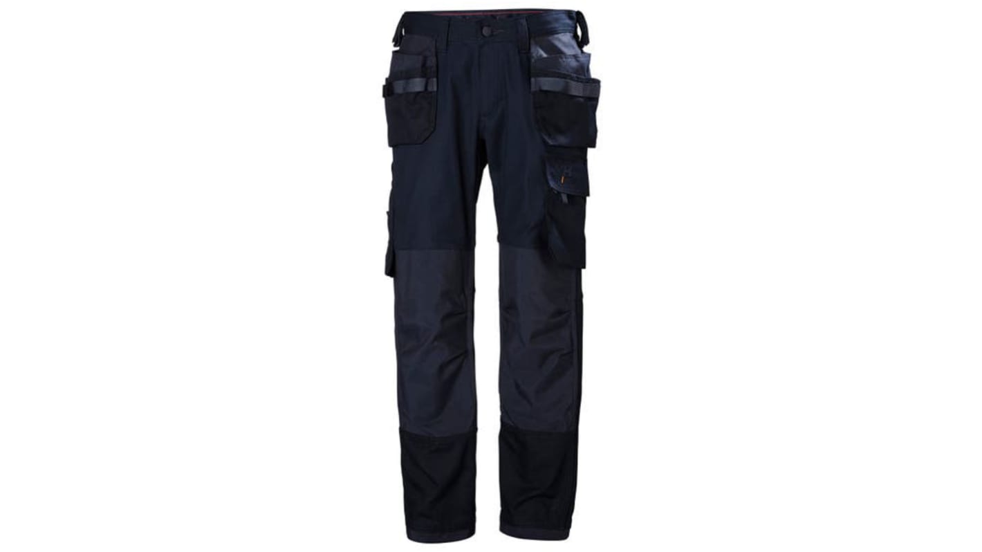 Helly Hansen Oxford Navy Cotton, Elastane, Polyester Work Trousers 30in, XS Waist