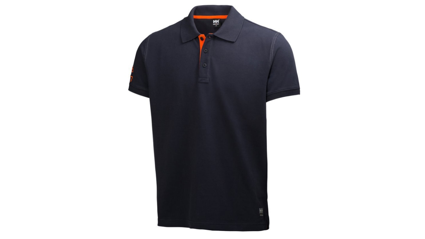 Polo manches courtes Helly Hansen Oxford, Unisexe, Bleu marine, taille M, en Coton