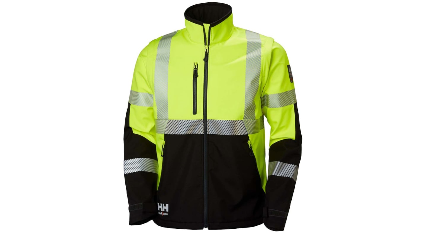 Chaqueta Softshell de alta visibilidad Unisex Helly Hansen de color Negro/verde/blanco/amarillo, talla L