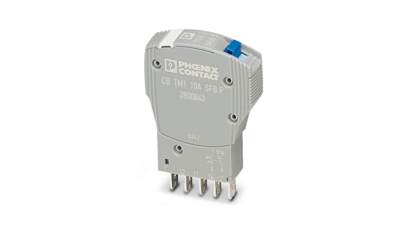 Phoenix Contact Trabtech Thermal Circuit Breaker - CB TM1 Single Pole 50V dc Voltage Rating On Base Element, 10A