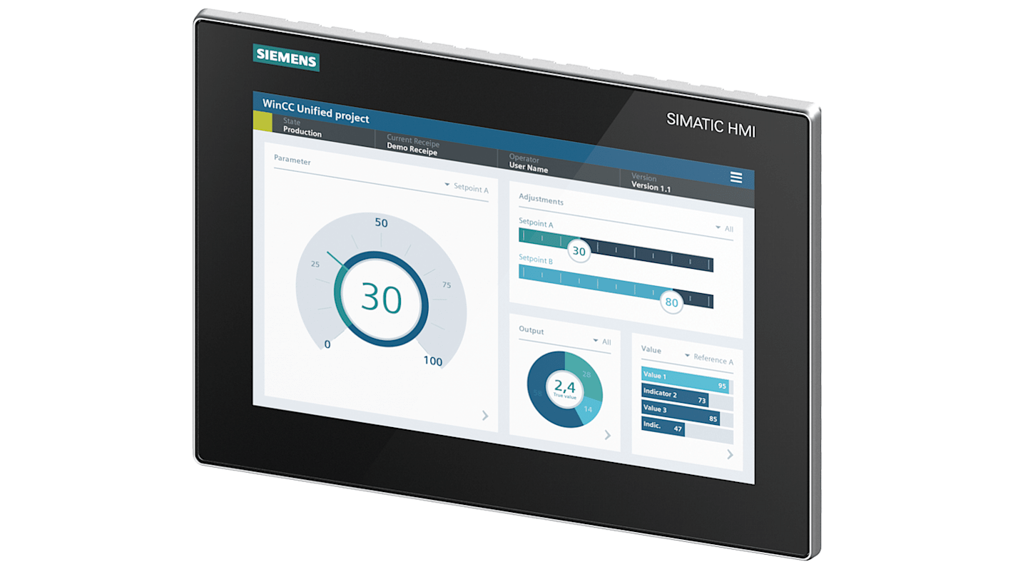 Pannello HMI Siemens, Comfort unificato MTP1200, 12,1", serie SIMATIC, display TFT