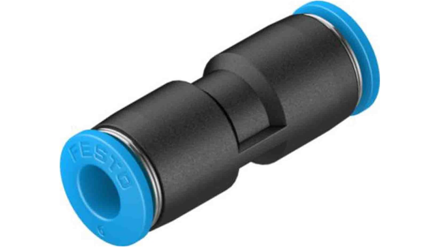 Festo QS Series Straight Tube-to-Tube Adaptor, Push In 6 mm to Push In 6 mm, Tube-to-Tube Connection Style, 130687