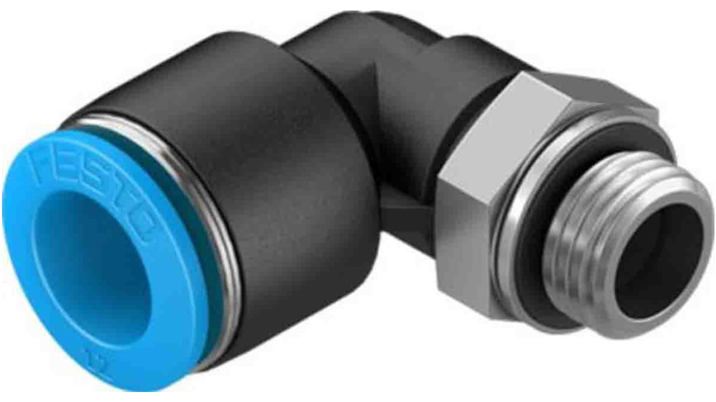 Adaptateur fileté coudé Festo vers Enfichable, 12 mm G 1/4 Mâle