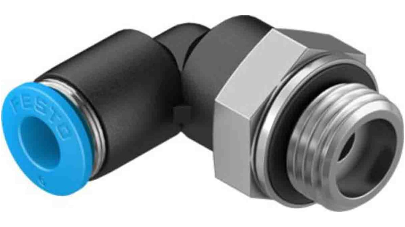Festo Elbow Threaded Adaptor, G 1/4 Male to Push In 6 mm, Threaded-to-Tube Connection Style, 132051