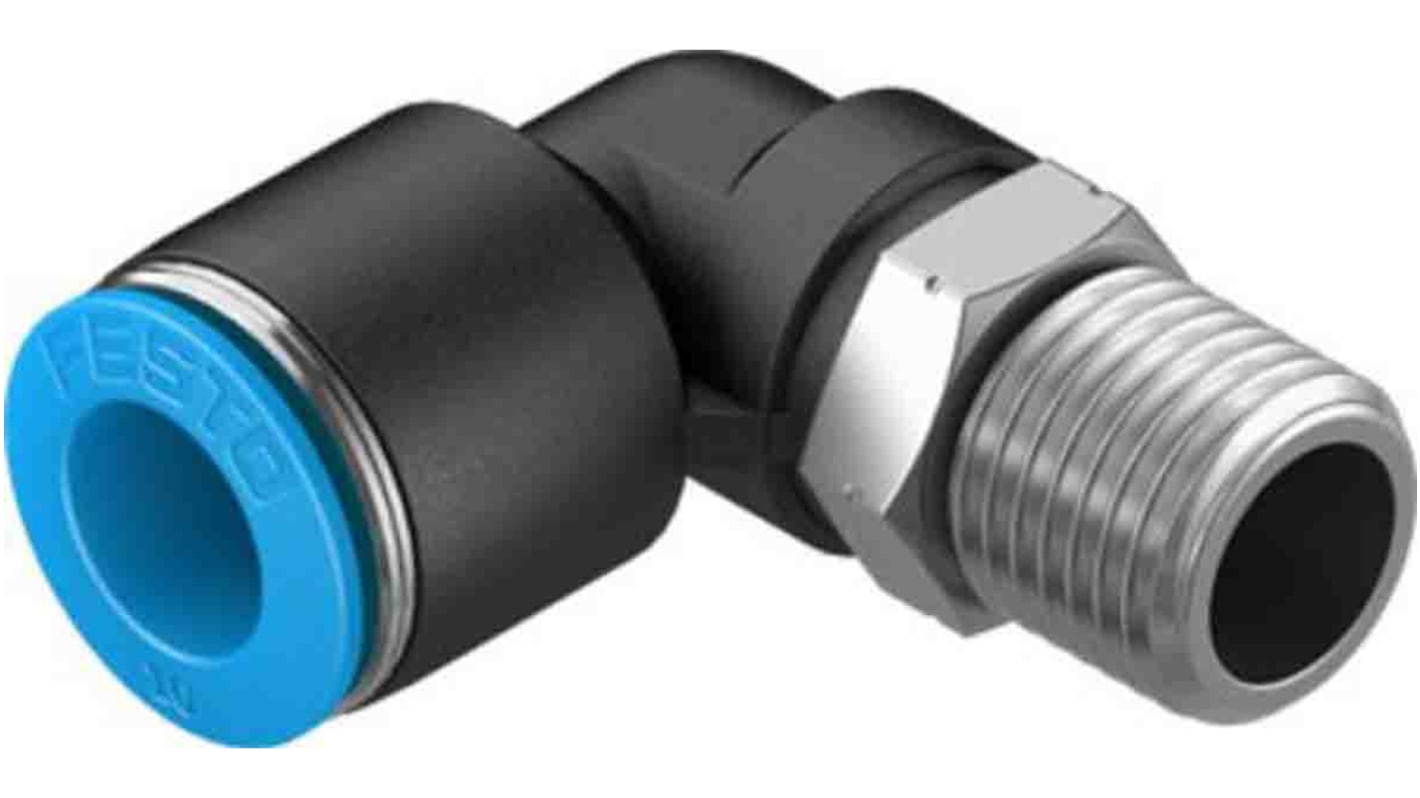 Adaptateur fileté coudé Festo vers Enfichable 10 mm R 1/4 Mâle