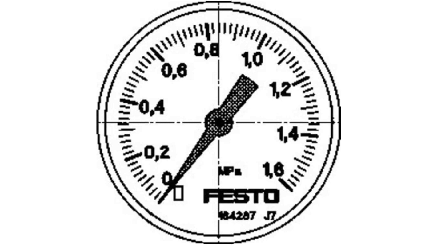 Manometro Festo, 0bar → 16bar max, Ø est. 40mm, Cert. ISO