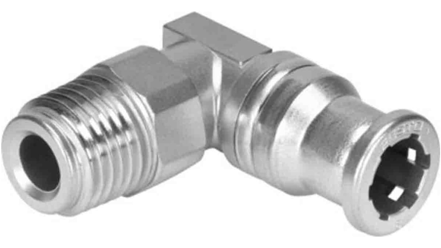 Festo QS Series Elbow Threaded Adaptor, R 1/4 Male to Push In 6 mm, Threaded Connection Style, 132599