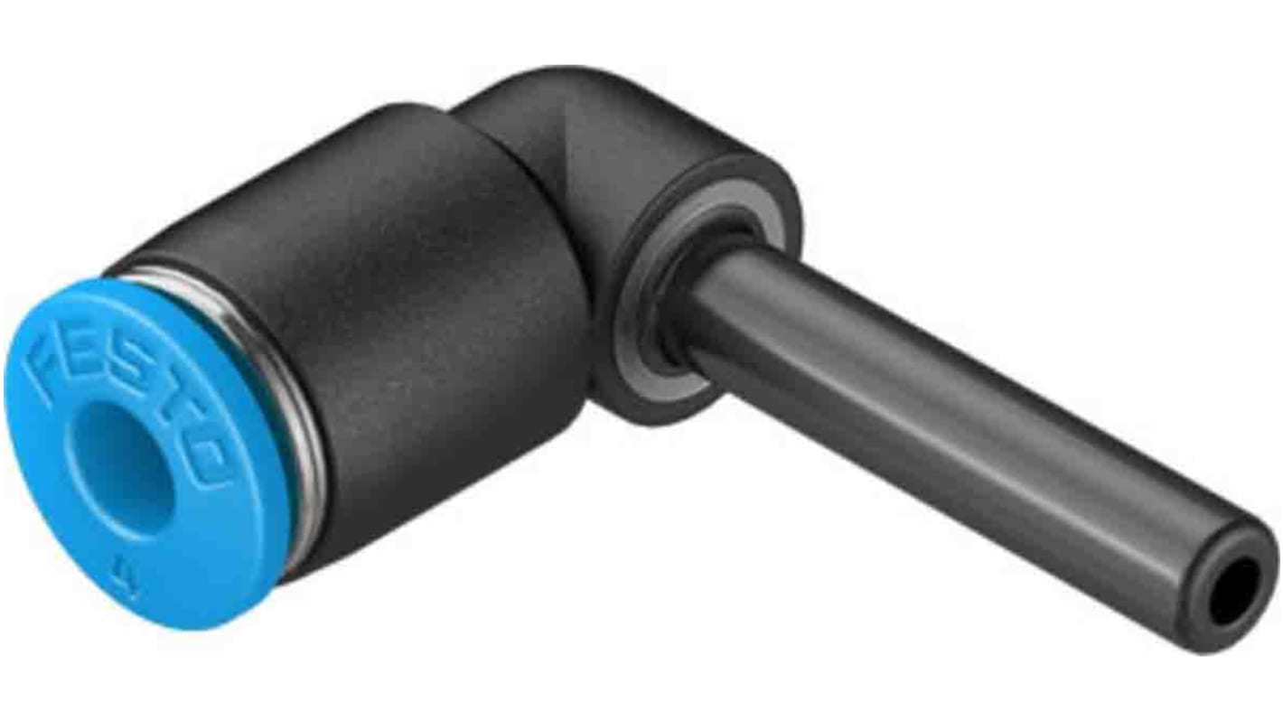 Festo QS Series Elbow Tube-toTube Adaptor, Push In 4 mm to Push In 4 mm, Tube-to-Tube Connection Style, 130745