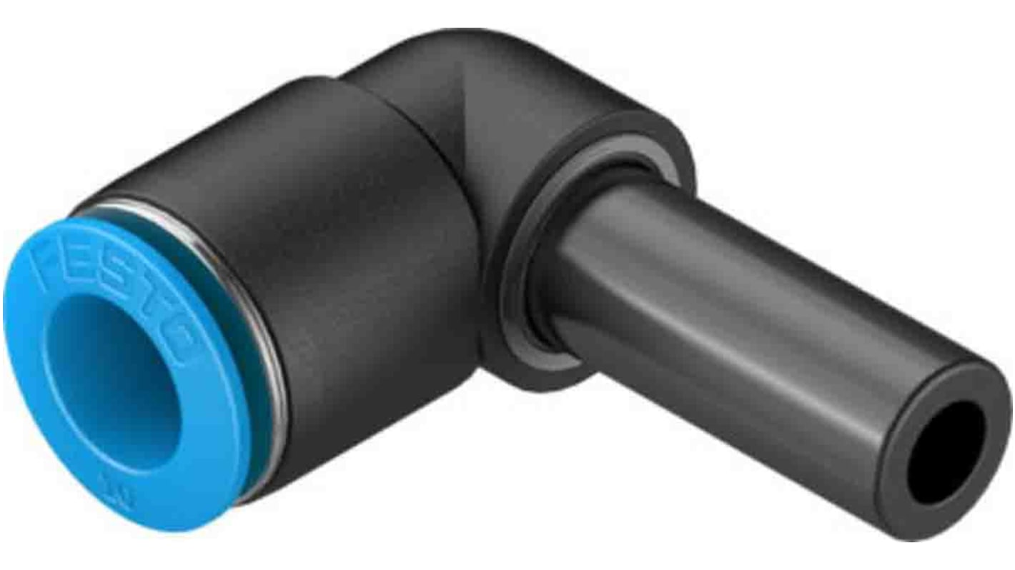 Racor neumático Festo QS, Adaptador de tubo a tubo acodado, con. A Encaje a presión de 10 mm, con. B Encaje a presión